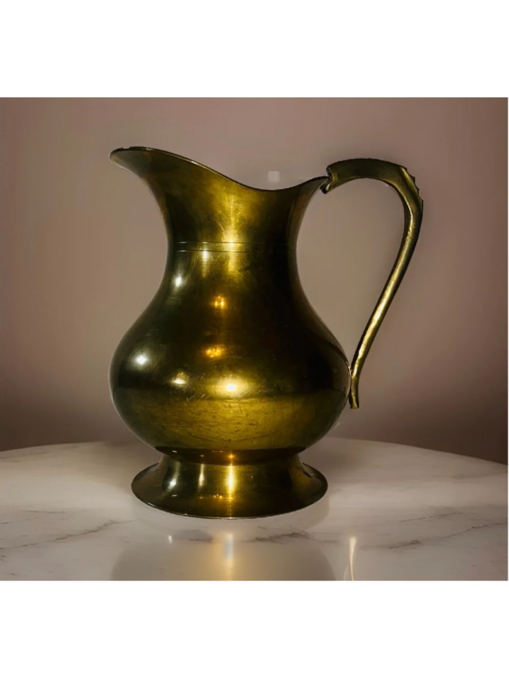 Vintage Brass Pitcher Footed Mid Century Modern Handcrafted